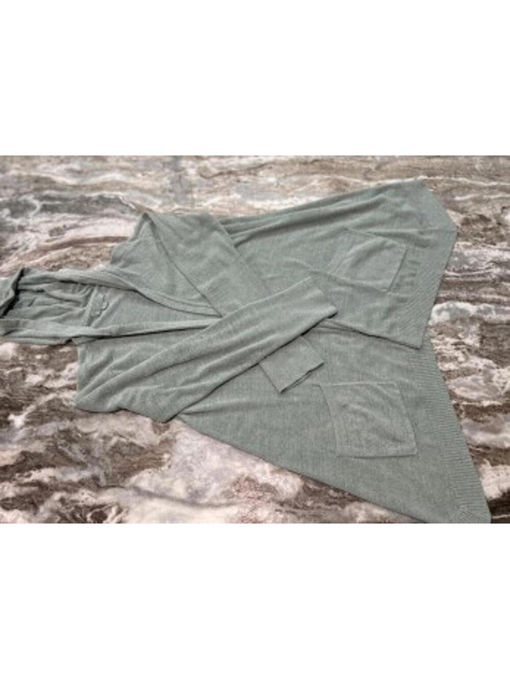 🌿 Barefoot Dreams CozyChic Ultra Lite Hooded Cardigan Sage Shimmer (S)-Cute - Picture 2 of 6